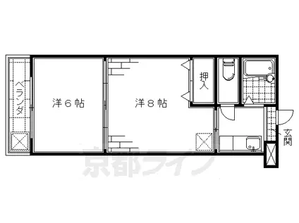 ティファニーハイツ(2K/2階)の間取り写真