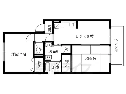京阪電気鉄道京阪線 龍谷大前深草駅 徒歩6分 2階建 築32年(2LDK/1階)の間取り写真