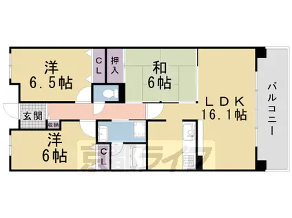 京阪電気鉄道宇治線 木幡駅(京阪) 徒歩10分 7階建 築26年(3LDK/3階)の間取り写真