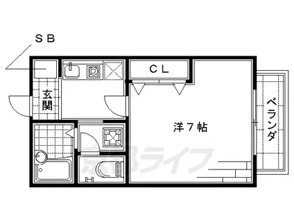 京阪電気鉄道京阪線 藤森駅 徒歩6分 2階建 築30年(1K/1階)の間取り写真
