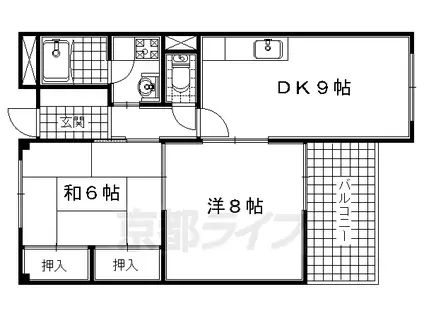 京阪電気鉄道宇治線 木幡駅(京阪) 徒歩4分 3階建 築36年(2DK/1階)の間取り写真