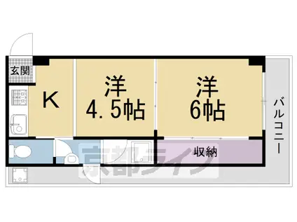 京阪電気鉄道宇治線 六地蔵駅(京阪) 徒歩12分 3階建 築51年(2DK/3階)の間取り写真
