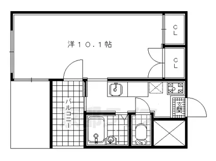 近鉄京都線 富野荘駅 徒歩7分 4階建 築27年(1K/2階)の間取り写真