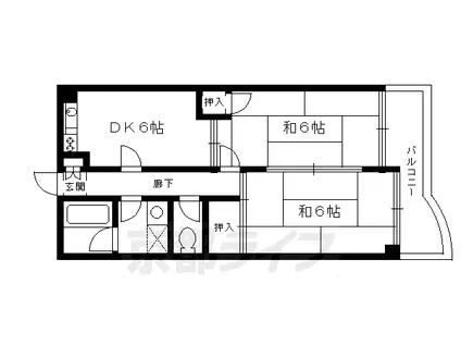 京阪電気鉄道京阪線 藤森駅 徒歩3分 3階建 築37年(2DK/3階)の間取り写真