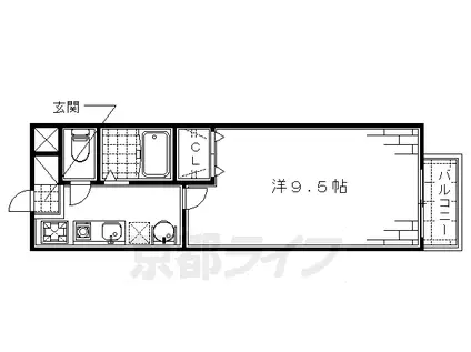 京都市烏丸線 くいな橋駅 徒歩10分 2階建 築25年(1K/2階)の間取り写真