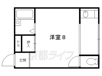 京阪電気鉄道宇治線 観月橋駅 徒歩12分 2階建 築49年(1K/2階)の間取り写真