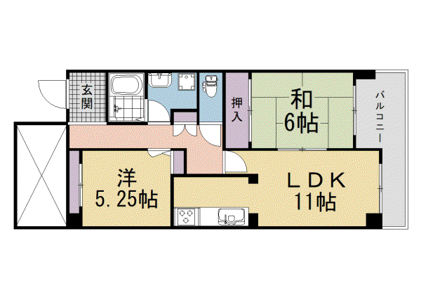 宇治黄檗パーク・ホームズ(2LDK/7階)の間取り写真