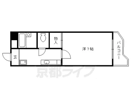 京阪電気鉄道京阪線 龍谷大前深草駅 徒歩6分 4階建 築32年(1K/1階)の間取り写真