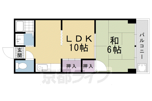 東海道本線 向日町駅 徒歩40分 3階建 築40年(1LDK/3階)の間取り写真