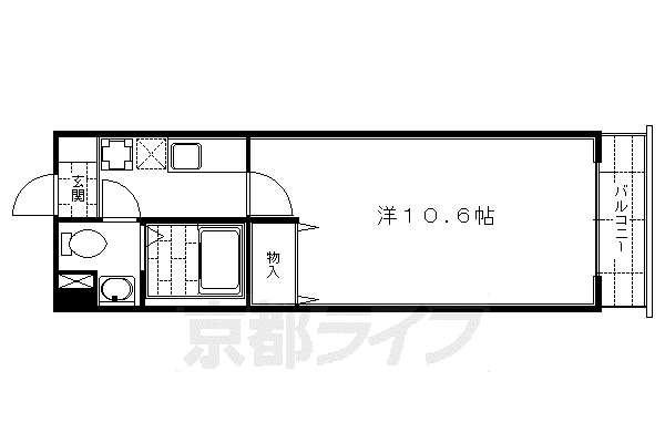 京阪電気鉄道京阪線 丹波橋駅 徒歩3分 4階建 築27年(1K/3階)の間取り写真