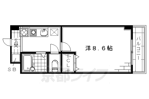 京阪電気鉄道京阪線 伏見桃山駅 徒歩8分 6階建 築27年(1K/4階)の間取り写真