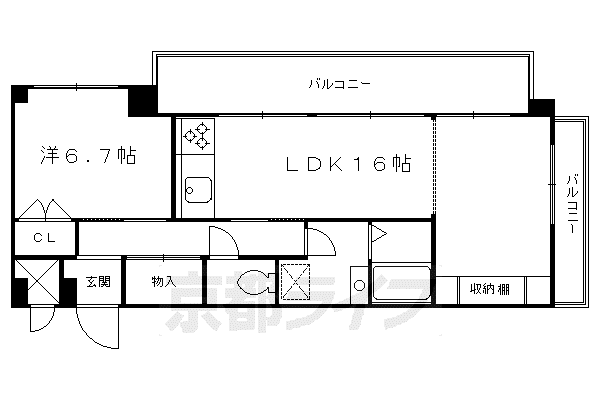 近鉄京都線 向島駅 徒歩10分 3階建 築32年(1LDK/2階)の間取り写真