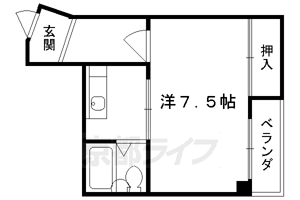 近鉄京都線 竹田駅(京都) 徒歩8分 3階建 築38年(1K/3階)の間取り写真