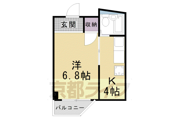 近鉄京都線 竹田駅(京都) 徒歩8分 3階建 築38年(1K/1階)の間取り写真