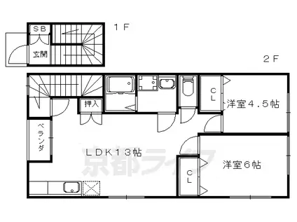 インリバーレジデンス(2LDK/2階)の間取り写真