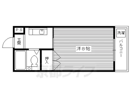 近鉄京都線 向島駅 徒歩8分 3階建 築38年(1K/1階)の間取り写真