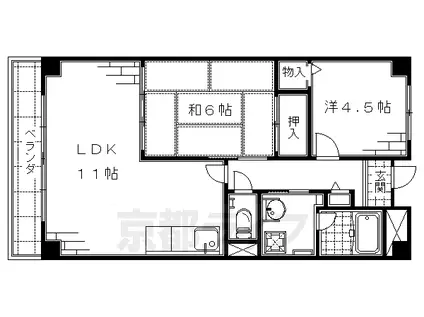 ディアコート竹田(2LDK/2階)の間取り写真