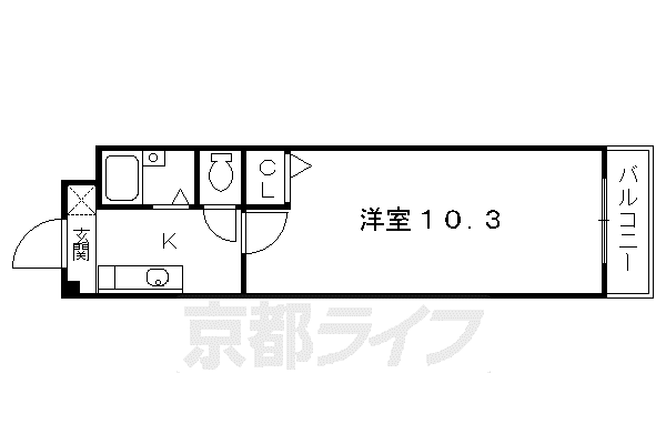 京阪電気鉄道京阪線 伏見桃山駅 徒歩3分 3階建 築29年(1K/2階)の間取り写真