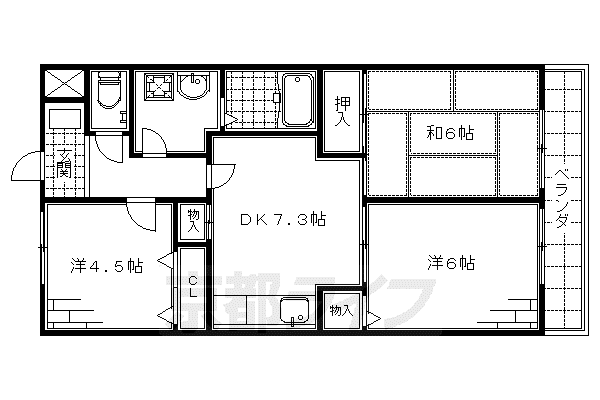 京阪電気鉄道京阪線 伏見桃山駅 徒歩10分 4階建 築32年(3DK/4階)の間取り写真