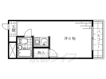 奈良線 ＪＲ藤森駅 徒歩5分 2階建 築39年(1K/1階)の間取り写真