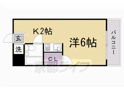 奈良線 ＪＲ藤森駅 徒歩5分 2階建 築39年(1K/2階)の間取り写真