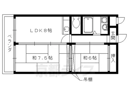 近鉄京都線 竹田駅(京都) 徒歩12分 4階建 築40年(2LDK/4階)の間取り写真