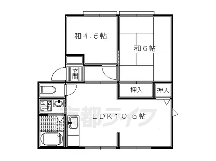 京阪電気鉄道宇治線 桃山南口駅 徒歩17分 2階建 築30年(2LDK/1階)の間取り写真