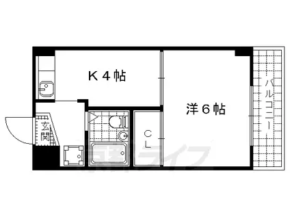 ツーエイトフォービル(1K/3階)の間取り写真