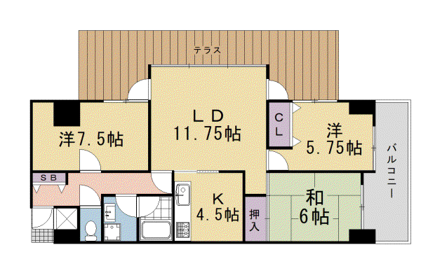 パークテラス桃山(3LDK/3階)の間取り写真