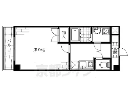 京都市烏丸線 くいな橋駅 徒歩9分 5階建 築24年(1K/3階)の間取り写真
