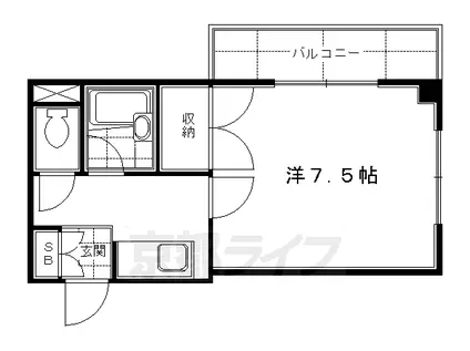 京阪電気鉄道京阪線 伏見桃山駅 徒歩4分 3階建 築31年(1K/3階)の間取り写真