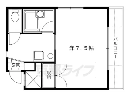 京阪電気鉄道宇治線 観月橋駅 徒歩2分 3階建 築31年(1K/1階)の間取り写真