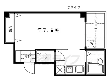 近鉄京都線 伏見駅(京都) 徒歩8分 3階建 築24年(1K/3階)の間取り写真