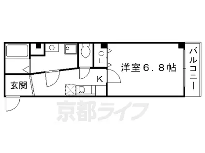 ボヌール深草(1K/1階)の間取り写真