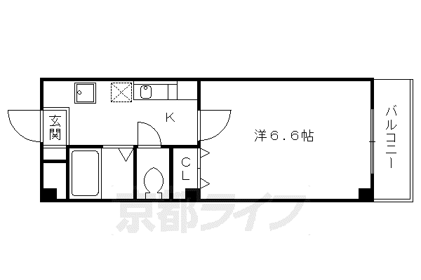 ボヌール深草(1K/3階)の間取り写真