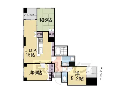 イーグルコート伏見桃山(3LDK/5階)の間取り写真