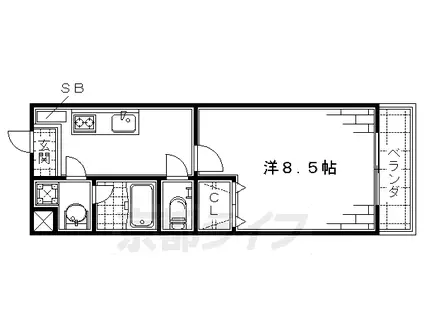 プラス・ド・ソレイユ(1K/4階)の間取り写真