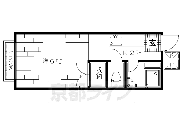 近鉄京都線 伏見駅(京都) 徒歩7分 2階建 築42年(1K/1階)の間取り写真