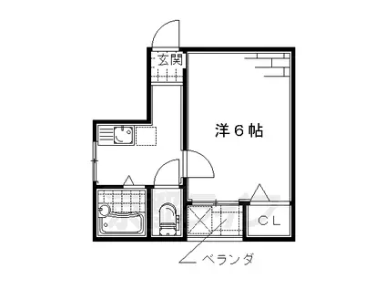 京阪電気鉄道京阪線 藤森駅 徒歩6分 3階建 築29年(1K/2階)の間取り写真