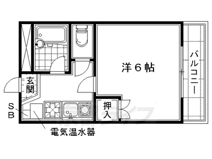 京阪電気鉄道京阪線 中書島駅 徒歩5分 2階建 築27年(1K/2階)の間取り写真