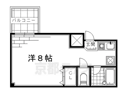 京阪電気鉄道京阪線 伏見稲荷駅 徒歩2分 3階建 築27年(ワンルーム/2階)の間取り写真