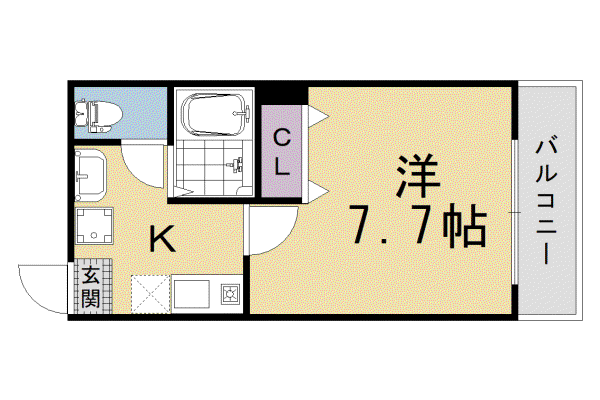京都市烏丸線 五条駅(京都市営) 徒歩6分 5階建 築23年(1K/4階)の間取り写真