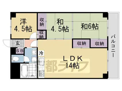 近鉄京都線 伏見駅(京都) 徒歩3分 11階建 築55年(3LDK/10階)の間取り写真