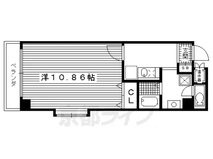 京都市烏丸線 烏丸御池駅 徒歩3分 10階建 築23年(1K/3階)の間取り写真