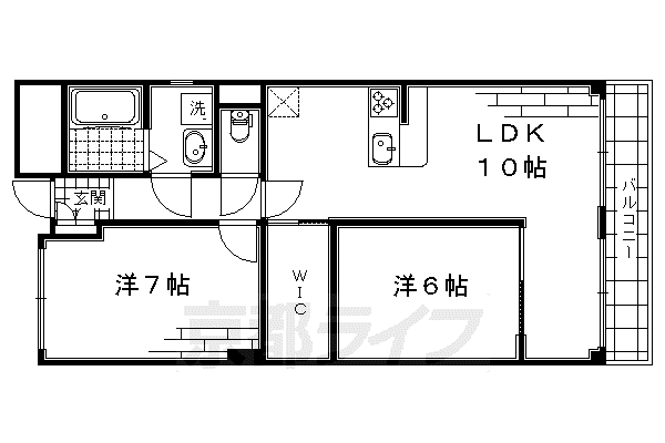 京阪電気鉄道京阪線 墨染駅 徒歩5分 6階建 築46年(2SLDK/6階)の間取り写真