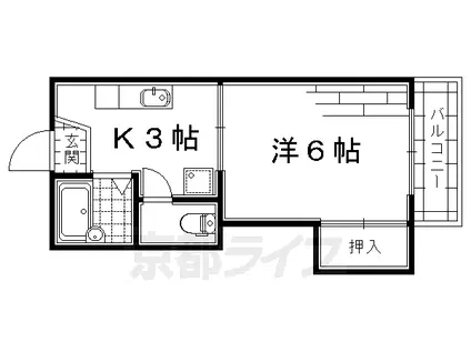 タウニイ・ザ・クスクス(1K/2階)の間取り写真