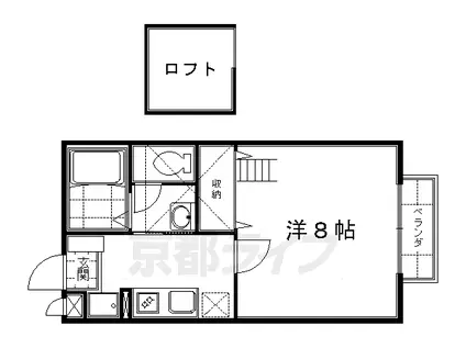 近鉄京都線 伏見駅(京都) 徒歩7分 2階建 築24年(1K/2階)の間取り写真