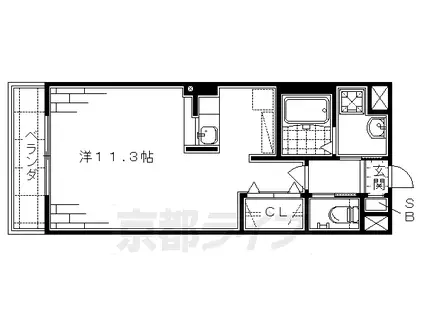 京阪電気鉄道京阪線 伏見桃山駅 徒歩6分 4階建 築22年(1K/2階)の間取り写真