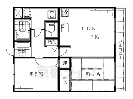 京阪電気鉄道京阪線 藤森駅 徒歩13分 3階建 築21年(2LDK/2階)の間取り写真