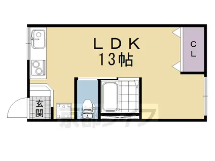 京阪電気鉄道京阪線 伏見桃山駅 徒歩2分 2階建 築47年(ワンルーム/1階)の間取り写真